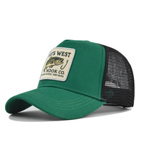 Gorra de béisbol de malla con bordado de pesca, estilo gorra con visera curva, protección solar de verano, a la moda y deportiva
