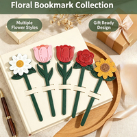 Penanda Buku Kulit PU Motif Bunga Cantik, Bunga Matahari, Mawar, Tulip, Daisy, Penanda Halaman Vintage, Penanda Buku Floral Kreatif, Aksesoris Membaca, Hadiah