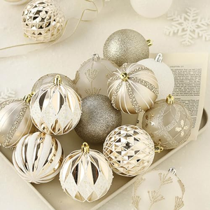 Boule de Noël en velours floqué blanc de 15 cm, décorations de fête festives pour la décoration de l'arbre de Noël - Product Image 3