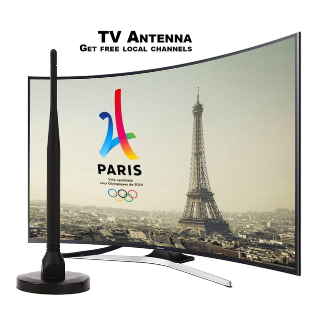 New Type Long Range 28 DBi Gain HDTV Digital Antenna with Magnetic Base for Indoor Use 75 Ohm VHF/UHF Free Channels