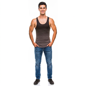Débardeur de sport pour homme en coton, col rond profond, respirant, taille personnalisée, haute qualité - Product Image 1