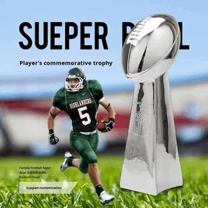 Trofeo de competición deportiva de cuenco de fútbol americano grabable suministrado por el fabricante para decoración de sala de estar deportes creativos - Product Image 1