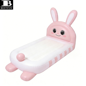 <span class=keywords><strong>Lit</strong></span> gonflable pour enfants en forme de lapin rose, matelas pneumatique floqué pour tout-petits, meuble de sol durable pour la maison, le camping en plein air et les nuits à la maison - Product Image 2