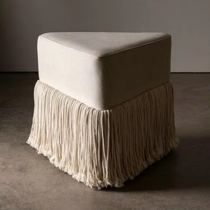Modern Durable Triangular <strong>Mustard</strong> Velvet <strong>Footstool</strong> Ottoman Living Room Furniture Farmhouse Pouf Stools and Ottomans for Bedroom - Product Image 1
