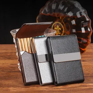 Factory Price PU Leather 9 Cigarette Case Cash Name Card Box Men's High-end Portable Ultra-thin Simple Cigarette Accessories