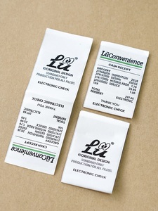 Etichetta Tessuta Nera Ecologica per Abbigliamento, Logo Viola Personalizzato, Etichetta Pieghevole con Slogan, Etichetta in Tessuto Premium per Abbigliamento - Product Image 4