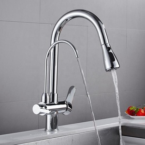 Moderno In Ottone Cromato <span class=keywords><strong>Rubinetti</strong></span> Lavello Della Cucina <span class=keywords><strong>Con</strong></span> Pull Down Spruzzatore Filtro di Depurazione Delle Acque 3 Vie Rubinetto - Product Image 1