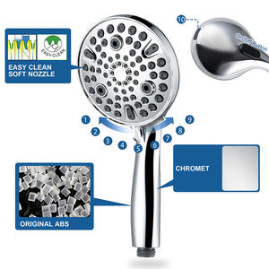 Cabezal de Ducha de 10 Funciones, Redondo, Cromado, Fácil de Limpiar, Juego de Ducha Portátil para Baño con Pistola de Rociado, Filtro y Presurización - Product Image 1