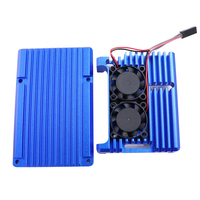 SZOMK de aluminio caso frambuesa pi con ventilador raspberry pi Modelo B caso con ventilador de refrigeración