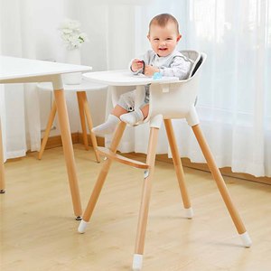Chaise haute réglable en bois massif de style nordique pour bébés et jeunes enfants, utilisation domestique, siège évolutif pliable simple - Product Image 2
