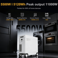 Station d'alimentation portable empilable Poforce 5500W 5120Wh, générateur solaire hybride LiFePO4 pour appareils ménagers