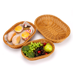 Cesta de almacenamiento ovalada de imitación de ratán tejida, 312-139*28cm, cesta apilable para frutas y verduras, contenedor de alimentos - Product Image 5