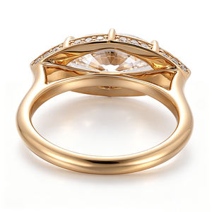 Anillo de compromiso de oro de 18k auténtico con incrustaciones de lujo de diamante de laboratorio de corte Marquise de 3 quilates, personalizado, superventas en EE. UU. - Product Image 2