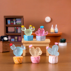 Accessoires miniatures, cactus miniature qui brille dans le noir, décoration de voiture, de bureau, de maison, mini ornements de jardin féerique en résine - Product Image 3
