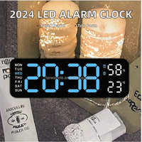 Jam Alarm LED Digital, LED Digital baru 2024, daya USB, jam meja Desktop elektrik, menampilkan lampu belakang, suhu, elektronik