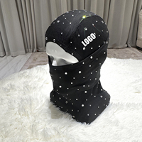 Cagoule de ski entièrement ornée de strass noirs, taille unique, tendance, style rappeur Yeat Sheisty, collection 2026
