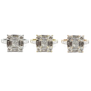 Fine Cluster Bijoux Vente Chaude 18k Or Blanc De Haute Qualité Diamant Bijoux Baguette Half Way Cluster Anneaux De Mariage Pour Les Femmes - Product Image 4