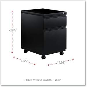 Alera Two-Drawer Metal Pedestal Box <b>File</b> Cabinet 14 7/8w X 19 1/8d Full-Length Pull Black - Product Image 2