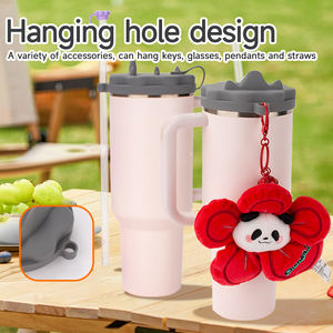 Gelas silikon dapat dipakai ulang tutup cangkir <span class=keywords><strong>Tumbler</strong></span> dengan pegangan tutup pengganti tempat ponsel untuk StanLey 40oz - Product Image 2