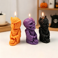 Moule en silicone pour bougies Halloween : démon, crâne, hibou 3D, lion, sorcier – Moule en plâtre pour bricolage, savon, résine, décoration intérieure
