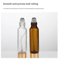 Rouleau double vide de 10 ml pour flacon d'huile essentielle, parfum unique ambré, couvercle en aluminium sérigraphié or/argent/noir