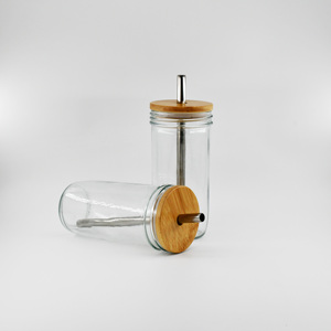 Tasse <span class=keywords><strong>de</strong></span> boisson en verre épaissi tasse <span class=keywords><strong>de</strong></span> boisson d'eau avec le matériel durable avec des couvercles et la paille - Product Image 4