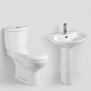Set da bagno in ceramica Wc con <span class=keywords><strong>lavabo</strong></span> economico Set WC e <span class=keywords><strong>lavabo</strong></span> a doppio scarico, <span class=keywords><strong>sifone</strong></span> Wc ciotola con ceramica S-Trap - Product Image 1