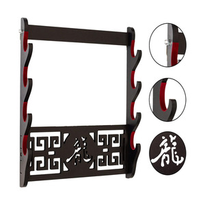 <span class=keywords><strong>Support</strong></span> <span class=keywords><strong>mural</strong></span> <span class=keywords><strong>pour</strong></span> épée-Porte-armes d'arts martiaux à 4 niveaux Présentoir de protection en polaire <span class=keywords><strong>Katana</strong></span> Wakizashi Tanto Wall - Product Image 3