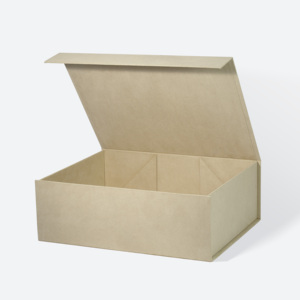 Boîte cadeau magnétique en daim de luxe, finition en tissu velours beige, texture pliable, emballage rigide A4 profond pour cadeaux haut de gamme - Product Image 4