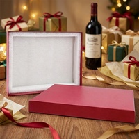 Boîte cadeau en carton rigide de luxe personnalisée, rouge, avec laminage mat, doublure en éponge, taille personnalisée, emballage pour vin, chocolat, fêtes