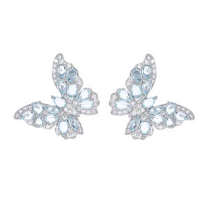 Pendientes de Fiesta de Lujo de Alta Calidad con Baño de Cobre y Circones Sólidos Morados con Diseño de Flor, Mariposa, Animal/Zodíaco para Mujer - Product Image 1