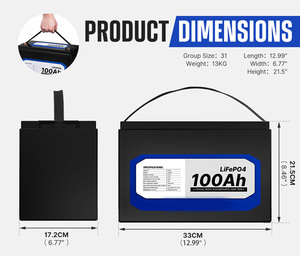 Batería de Ciclo Profundo de 12V 100Ah 1280Wh con BMS de 100A, Vida Útil de 5 Años para Motor Solar de Arrastre HOM-SF12100, Batería LiFePO4 - Product Image 2