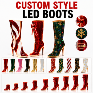 Bottes de Noël personnalisées à LED lumineuses, chaussures de soirée à talons hauts, idéales pour les fêtes de Noël et les décorations festives - Product Image 3