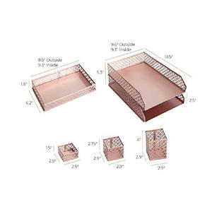 Fournitures de <span class=keywords><strong>bureau</strong></span> Accessoires de <span class=keywords><strong>bureau</strong></span> pour femmes-Ensemble organisateur de <span class=keywords><strong>bureau</strong></span> élégant à emboîtement de 6 pièces-Tasse à stylo, 3 plateaux à accessoires - Product Image 4