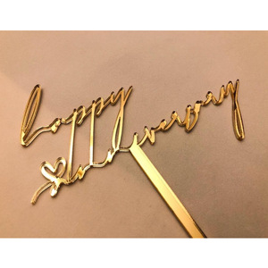 Adornos <span class=keywords><strong>para</strong></span> <span class=keywords><strong>Pastel</strong></span> <span class=keywords><strong>de</strong></span> Aniversario, Letreros Decorativos con Purpurina y Espejo, con Caja Transparente, <span class=keywords><strong>para</strong></span> Hombres y Mujeres, Decoración <span class=keywords><strong>para</strong></span> Aniversarios <span class=keywords><strong>de</strong></span> Boda - Product Image 2