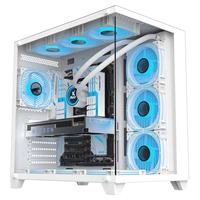 Boîtier d'ordinateur de jeu PC Gamer ATX ITX de bureau en verre trempé blanc aérospatial en gros Hongyi avec LED USB3.0 Type