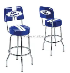 2024 New Design Swivel Bar Stool Padded Seat With Chrome/power Coating Plated Legs Commercial Leather Garage Shop Stool