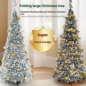 Hete Verkoop 1.5/1.8/2.1 Telescopische Opvouwbare Lichtgevende Flocking Pagode Vormige Fabriek Direct Van Grensoverschrijdende Kerstboom - Product Image 3