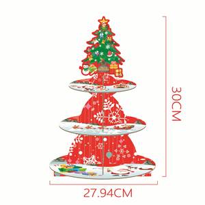 Christmas <b>Tree</b> Disposable Paper Multi-Tiered Cake <b>Stand</b> with Holder for Party Decorations - Product Image 3