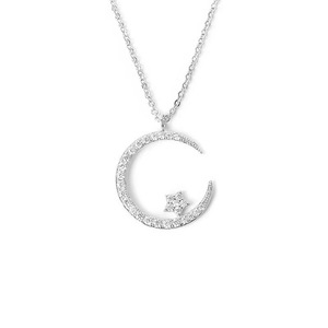 Collar con Colgante de Luna con Circonitas Incrustadas Brillantes, Elegante y Delicado, para Mujer, Ideal para Bodas y Banquetes - Product Image 2