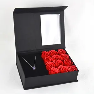 Luxury Mom Gift Box Custom Packaging Flip Soap Flower Jewelry Immortal Rose Gift Box Mother Valentine's Day Flower Gift Box
