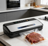 Scelleuse sous vide compacte avec coupe-sac intégré, voyants lumineux, modes humide et sec, fenêtre d'observation, affichage du compte à rebours de la durée de scellage