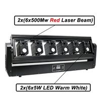 FEIYUEYUE DMX512 12 Yeux 12x500MW Laser Rouge + 12x5W LED 5W Faisceau Blanc Chaud Barre de Lumière Laser à Tête Mobile 19/44CH DJ Club