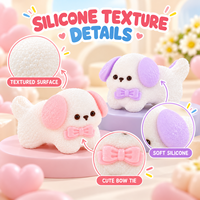Jouets en silicone souple en forme de chiot avec nœud papillon, mignons, anti-stress, pour cadeaux et fêtes, vente en gros