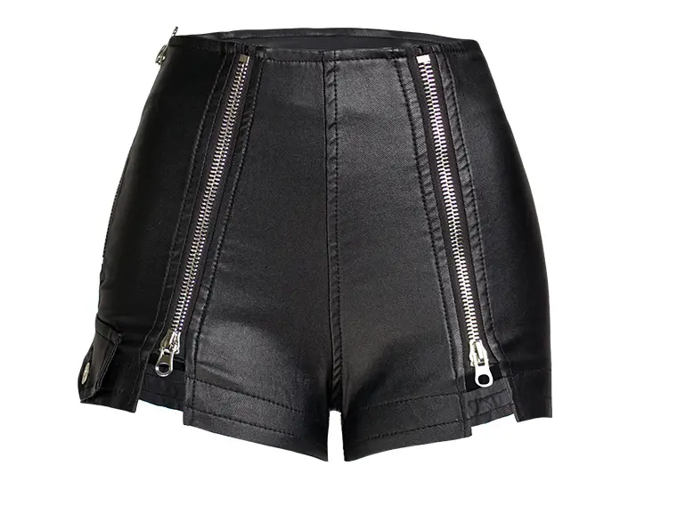 2022 TongRui summer new arrival OEM black sexy pu leather shorts for women