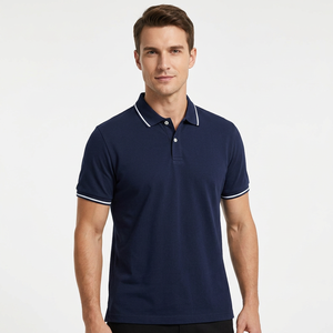 Mens Cotton <b>Polo</b> <b>Shirt</b> Short Sleeve Contrast Trim Collar T <b>Shirt</b> Casual Sports WearMen's <b>Navy</b> Blue - Product Image 1