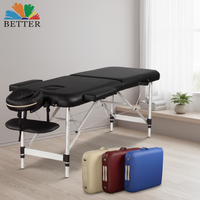 Table de massage portable en aluminium pour salon de beauté, spa, soins du visage et des cils, avec drap de massage