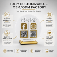 Support de signalisation de paiement par code QR en acrylique transparent sur mesure pour salon de manucure, support d'affichage de logo pour réseaux sociaux, vente en gros d'usine