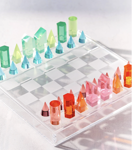 لوحة شطرنج أكريليك مخصصة بالجملة، مجموعة لوحة شطرنج ثلاثية الأبعاد فاخرة مقطوعة بالليزر من اللوسيت مع خدمة التصنيع حسب الطلب وشعار مخصص للمنزل - Product Image 3