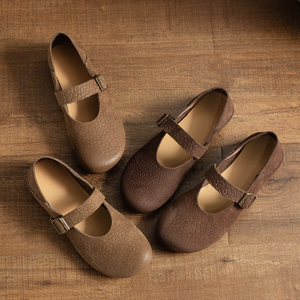 Mocassini Leggeri in Vera Pelle Mary Jane con Cinturino Monk, Lacci Intrecciati, Punta Tonda, Suola Morbida, <span class=keywords><strong>Scarpe</strong></span> Casual - Product Image 3